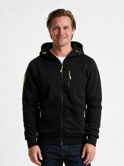 Bram - Men's Full Zip Hoodie with Zip Pockets - Black