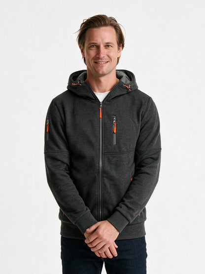 Bram - Men's Full Zip Hoodie with Zip Pockets - Charcoal