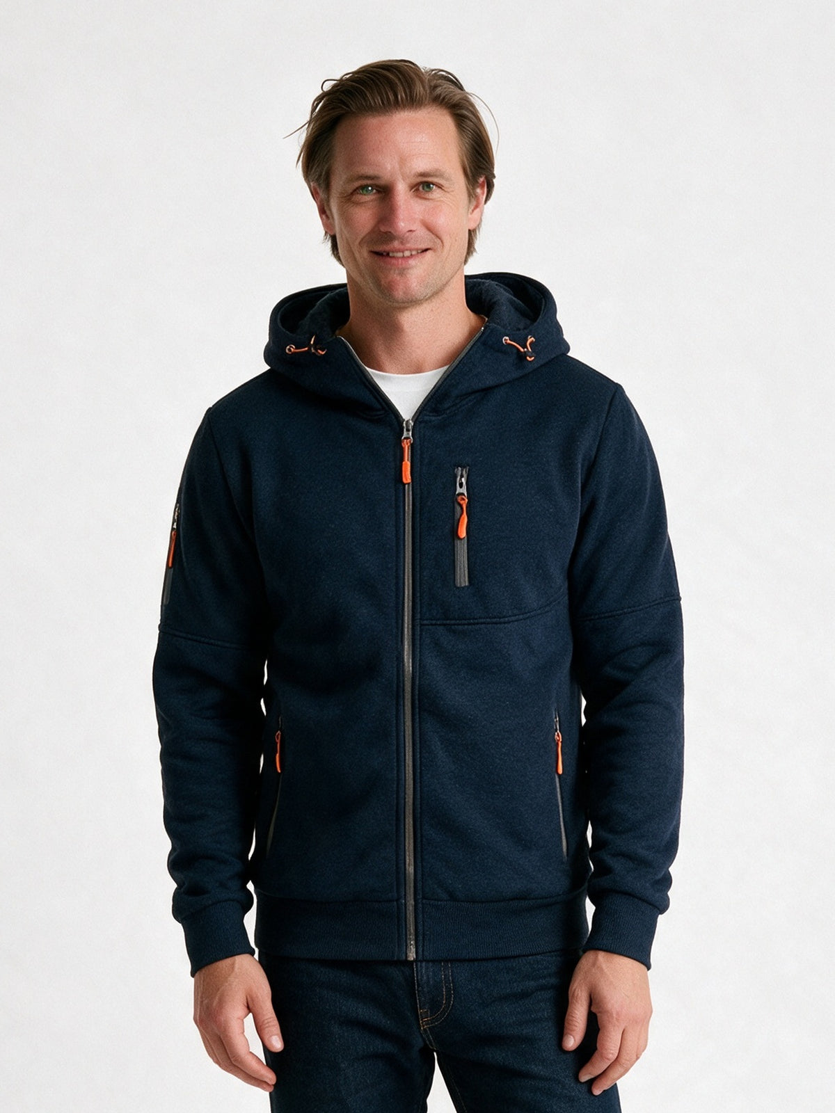 Bram - Men's Full Zip Hoodie with Zip Pockets - view 1