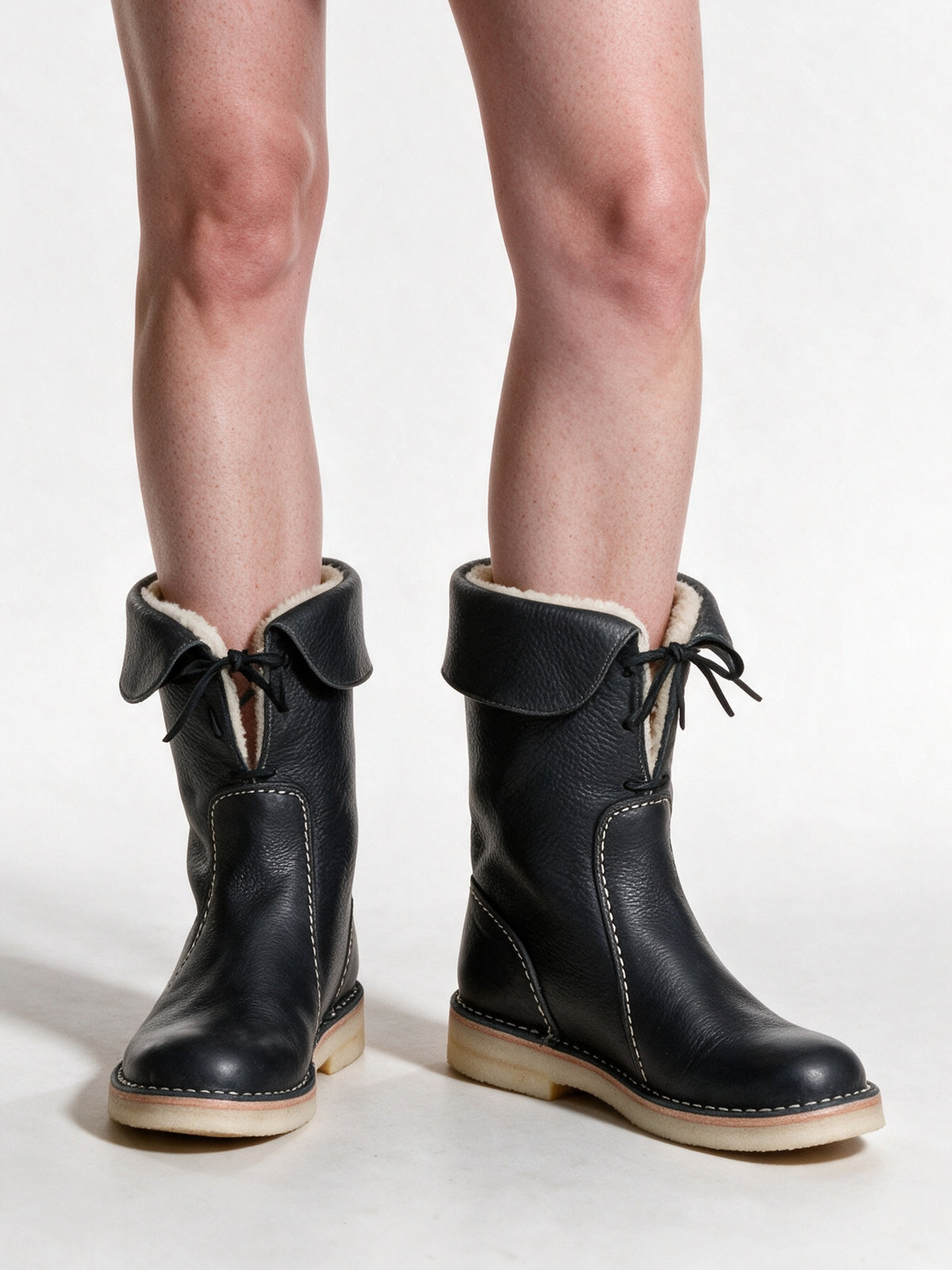 Britta - Women's Fold Down Collar Mid Calf Boots - view 1