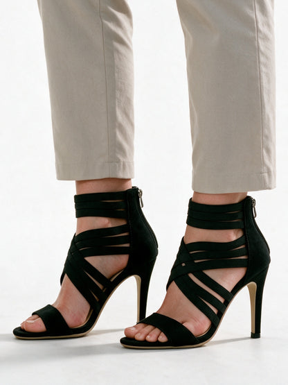 Brianna - Women's Strappy Cage Stiletto Heels with Back Zip - view 1