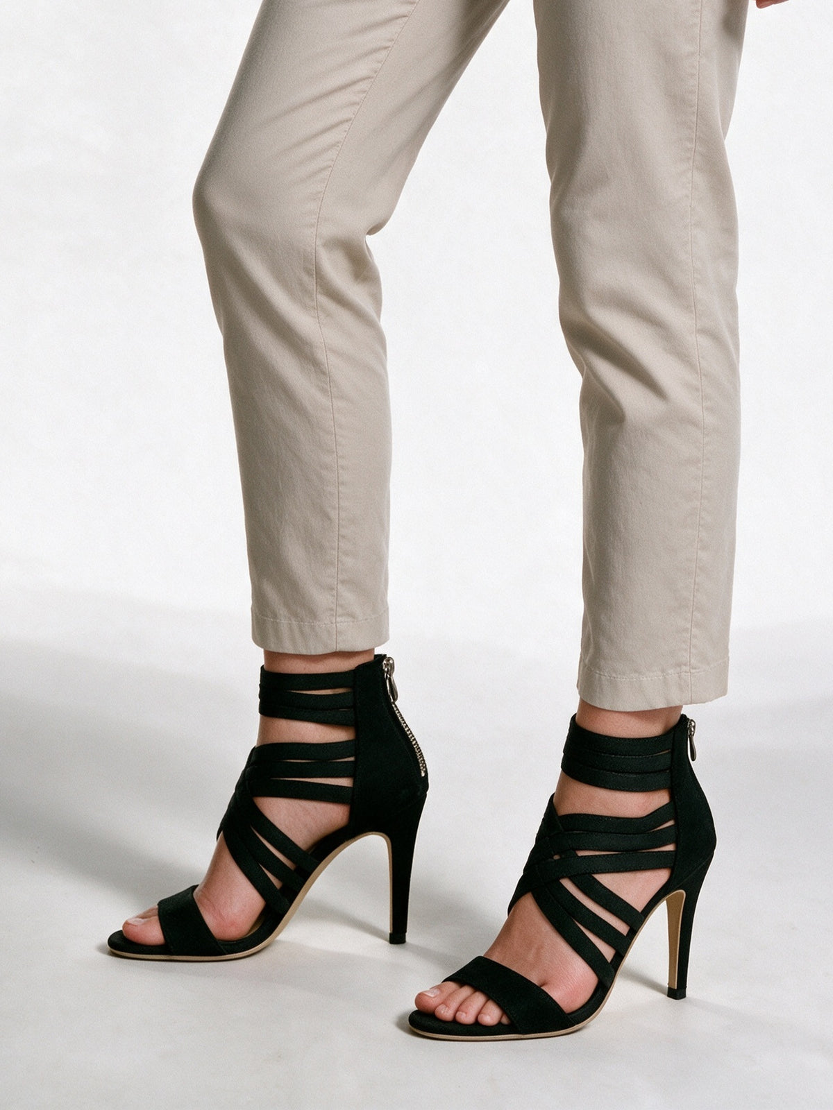 Brianna - Women's Strappy Cage Stiletto Heels with Back Zip - view 2