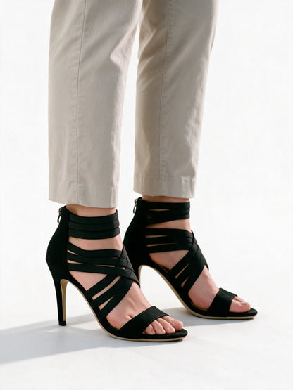 Brianna - Women's Strappy Cage Stiletto Heels with Back Zip - view 3
