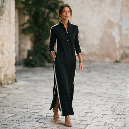 Brooke - Chic White Maxi Dress With Button-Down Collar