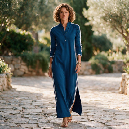 Brooke - Chic White Maxi Dress With Button-Down Collar