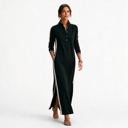 Brooke - Chic White Maxi Dress With Button-Down Collar