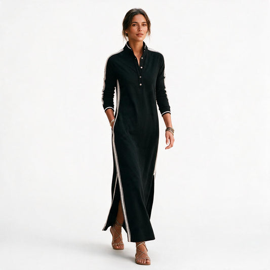 Brooke - Chic White Maxi Dress With Button-Down Collar