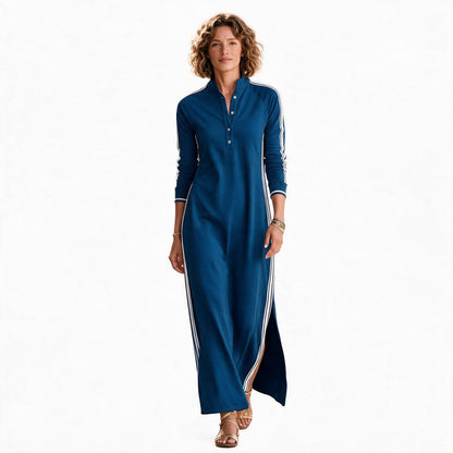 Brooke - Chic White Maxi Dress With Button-Down Collar