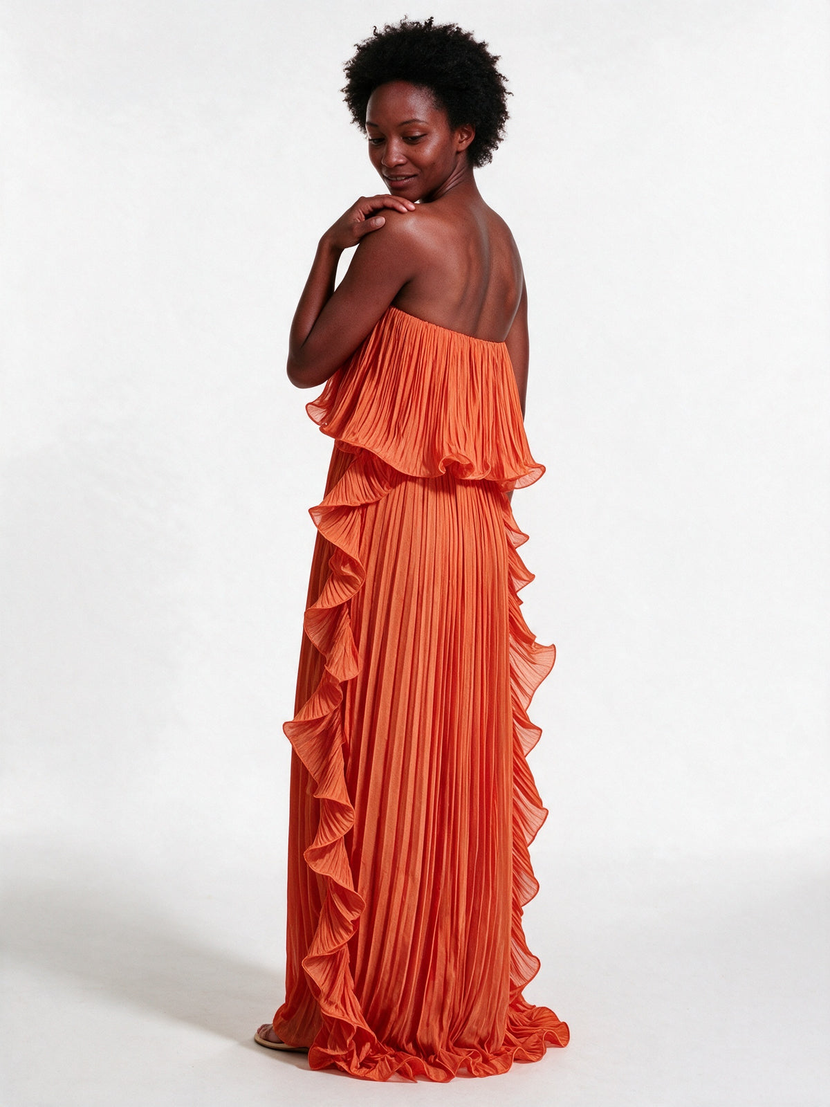 Calliope - Strapless Pleated Frill Maxi Dress - view 5