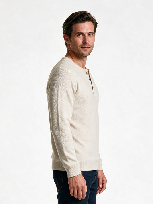 Callum - Men's Raglan Sleeve Henley Sweater - view 2