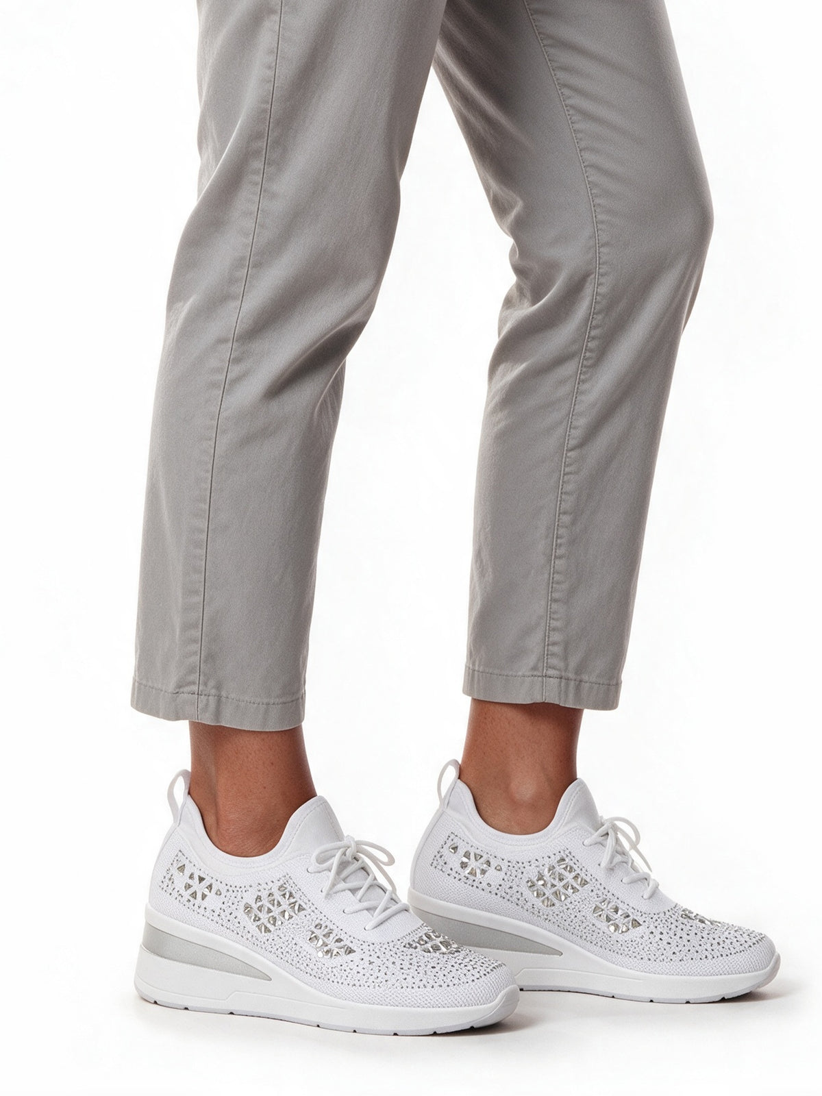 Carmela - Women's Rhinestone Knit Wedge Sneakers - view 2