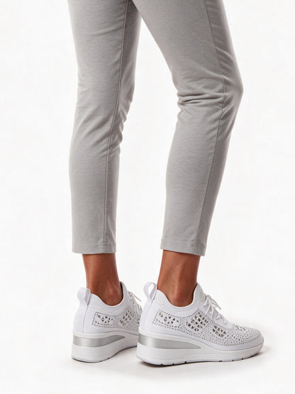 Carmela - Women's Rhinestone Knit Wedge Sneakers - view 5