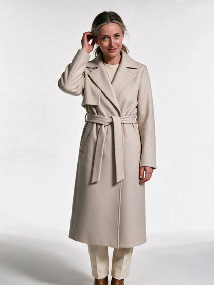 Cassandra - Elegant Belted Wrap Coat - view 1