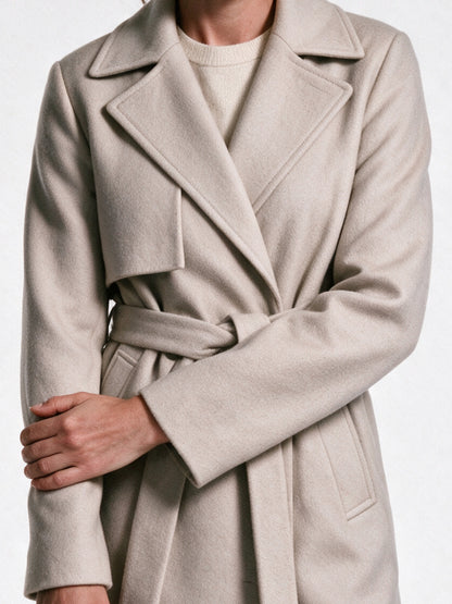 Cassandra - Elegant Belted Wrap Coat - view 3