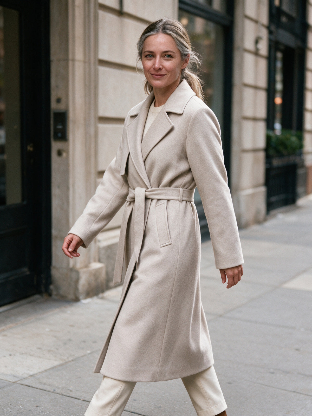 Cassandra - Elegant Belted Wrap Coat - view 4