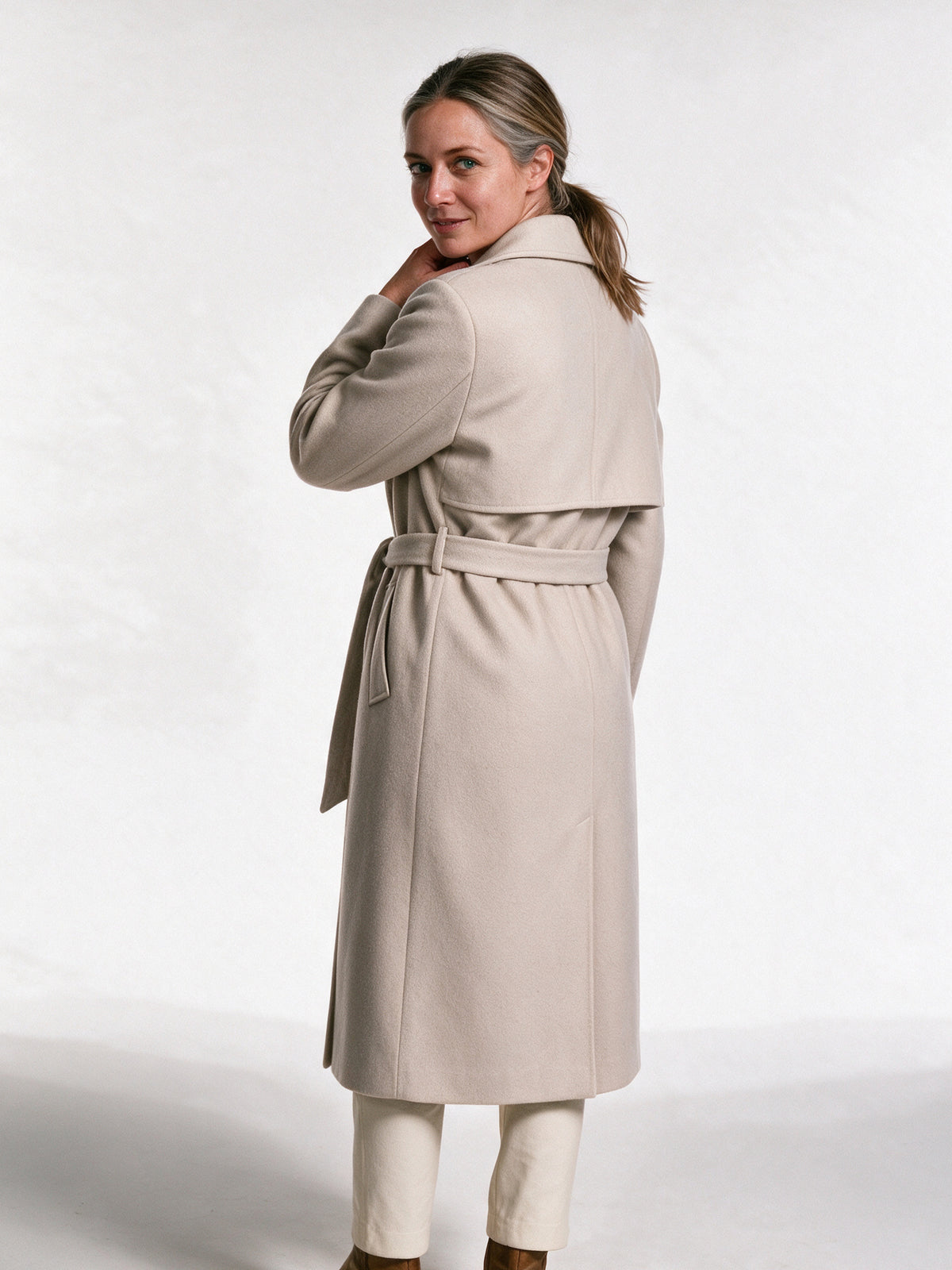 Cassandra - Elegant Belted Wrap Coat - view 5