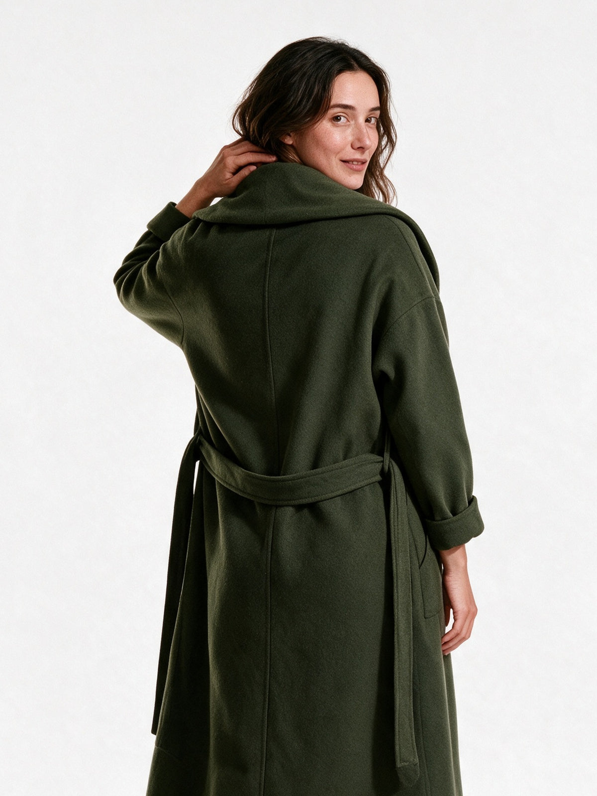 Celine - Women's Long Open Front Belted Coat - view 5