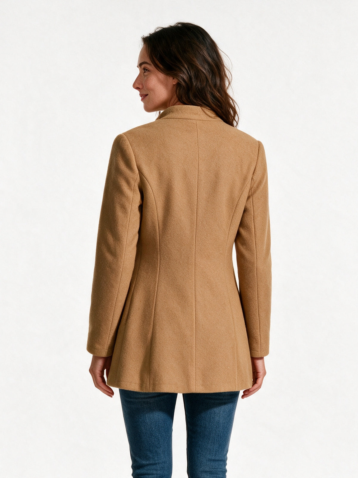 Clara - Women's Stand Collar Button Front Coat - view 5