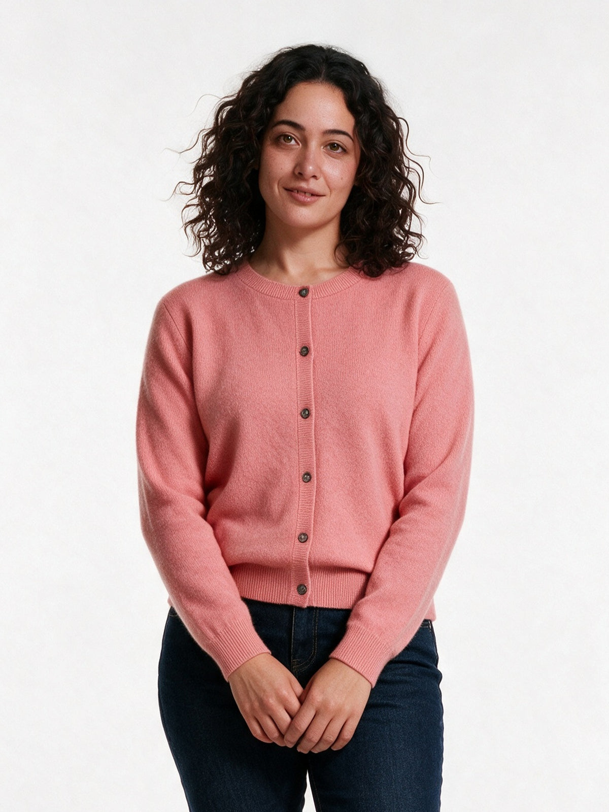 Clemence - Women's Fine Knit Button-Up Cardigan - view 1