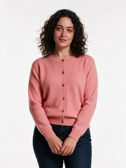 Clemence - Women's Fine Knit Button-Up Cardigan - view 1