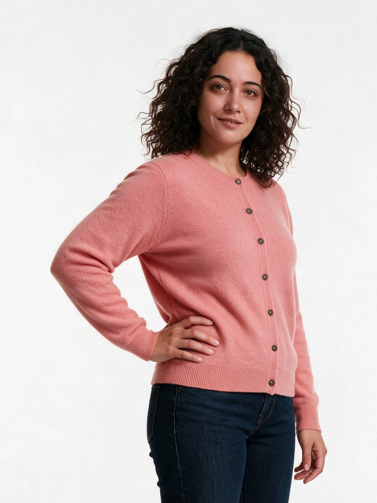 Clemence - Women's Fine Knit Button-Up Cardigan - view 2