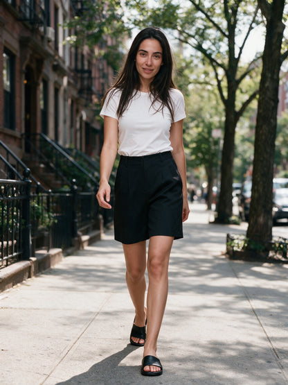 Colette - Women's High Waist Pleated Bermuda Shorts - view 4