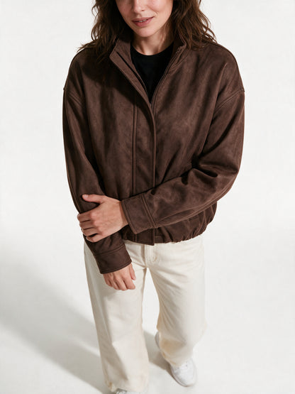 Corisande - Women's Stand Collar Zip Front Bomber Jacket - view 3