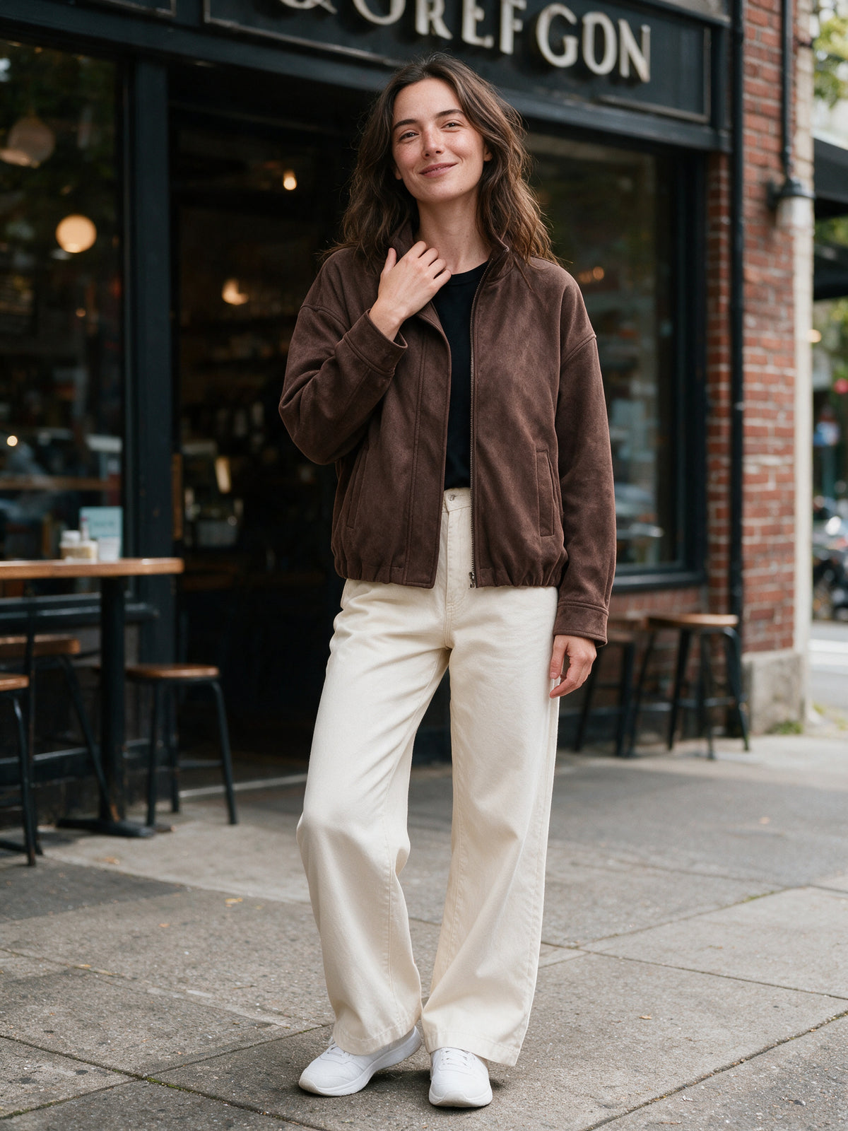Corisande - Women's Stand Collar Zip Front Bomber Jacket - view 4