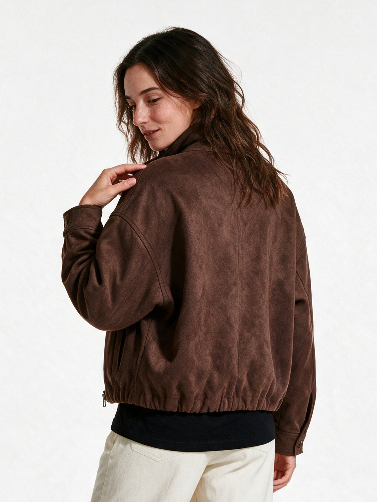 Corisande - Women's Stand Collar Zip Front Bomber Jacket - view 5