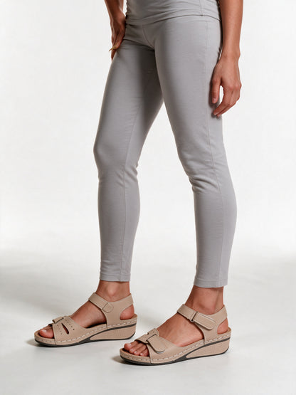Crystal - Adjustable Strap Wedge Sandals for Women - Khaki