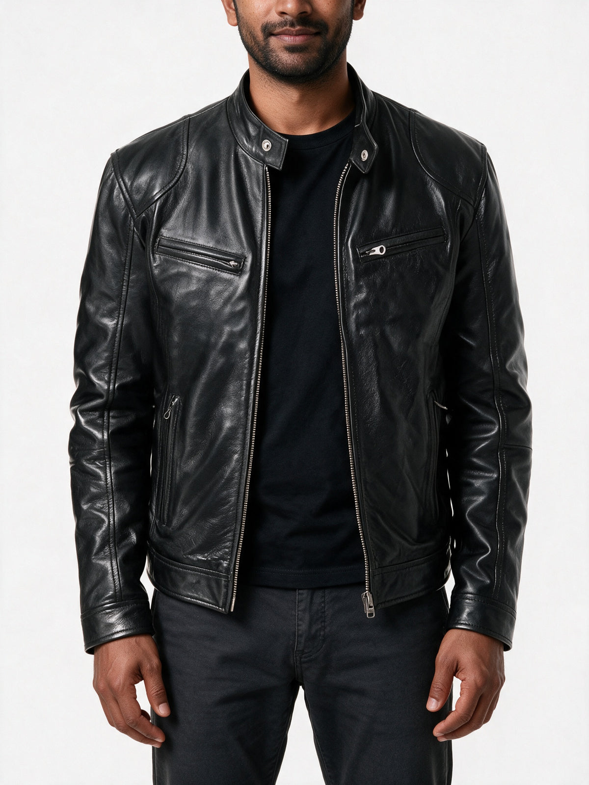 Dante - Men's Stand Collar Zip Biker Jacket - view 3