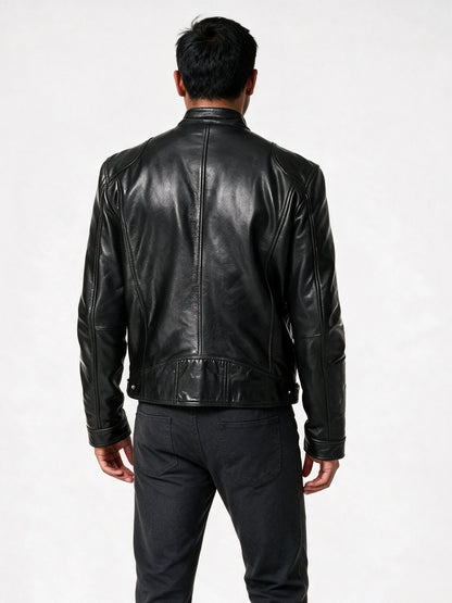 Dante - Men's Stand Collar Zip Biker Jacket - view 5