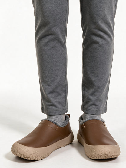 Ebba - Women's Lined Slip On Shoes with Chunky Sole - Brown