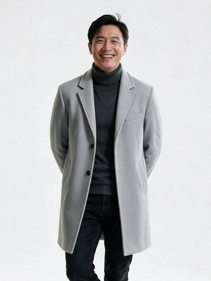 Edmund - Men's Single Breasted Notch Lapel Long Coat - view 1