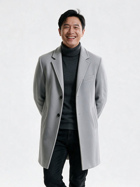Edmund - Men's Single Breasted Notch Lapel Long Coat - view 1