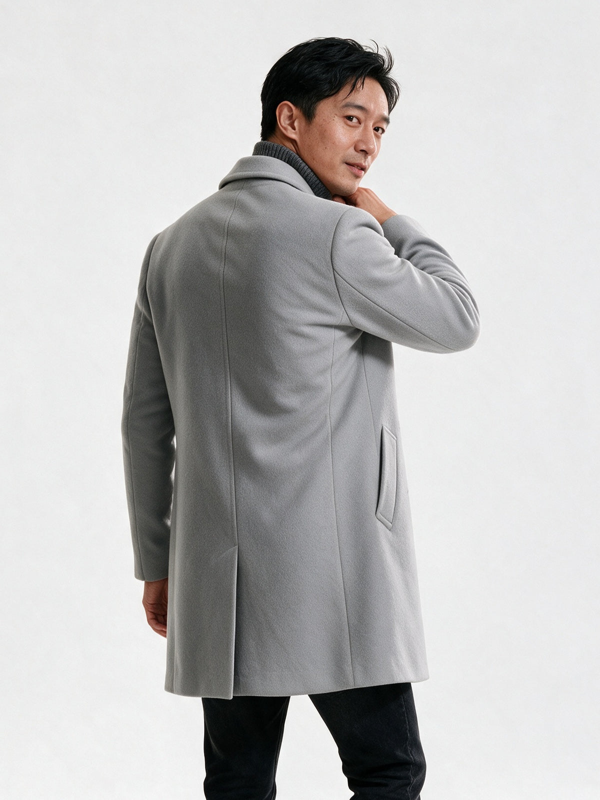 Edmund - Men's Single Breasted Notch Lapel Long Coat - view 5