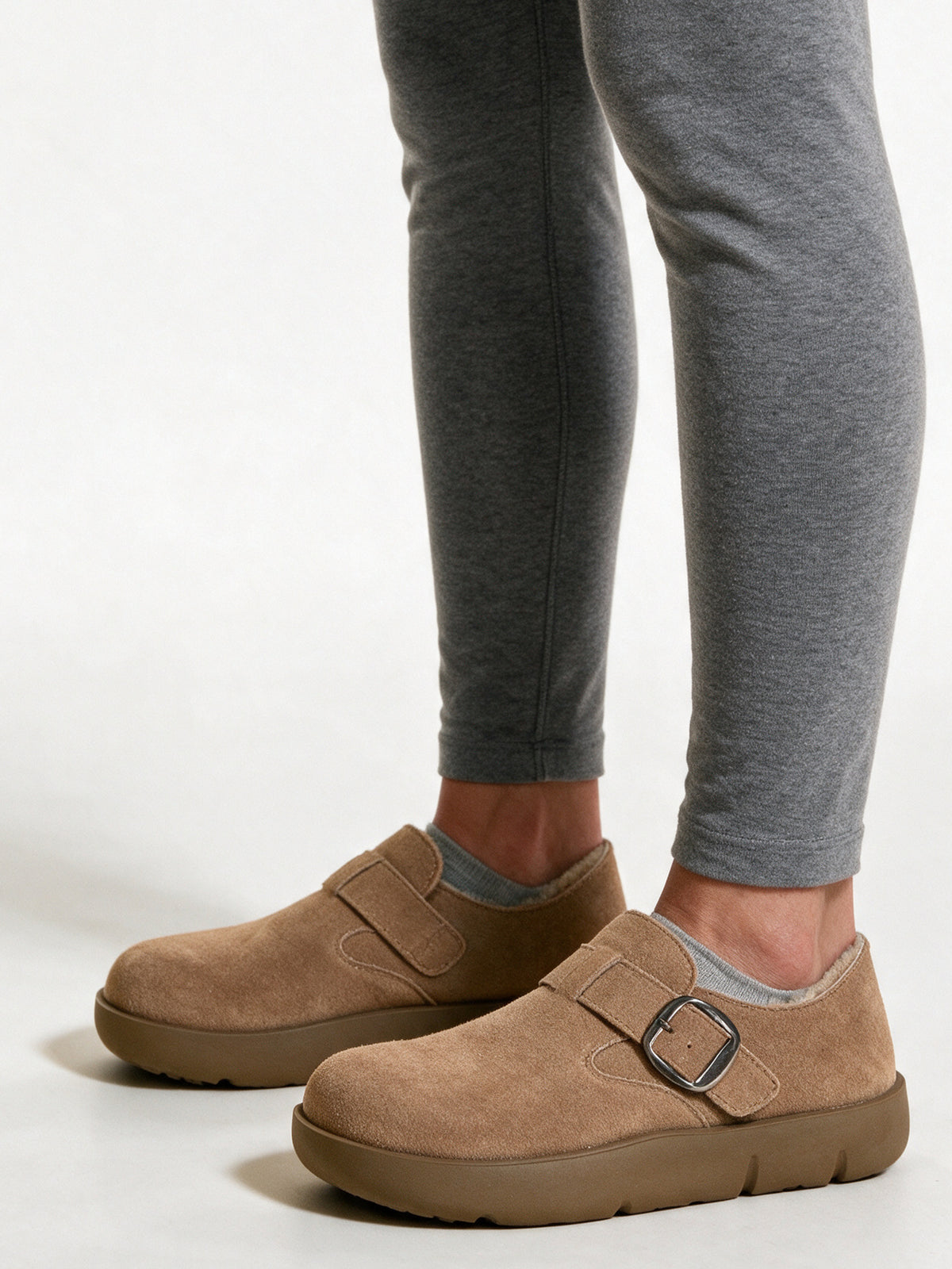 Eir - Women's Lined Clogs with Buckle Strap - view 2