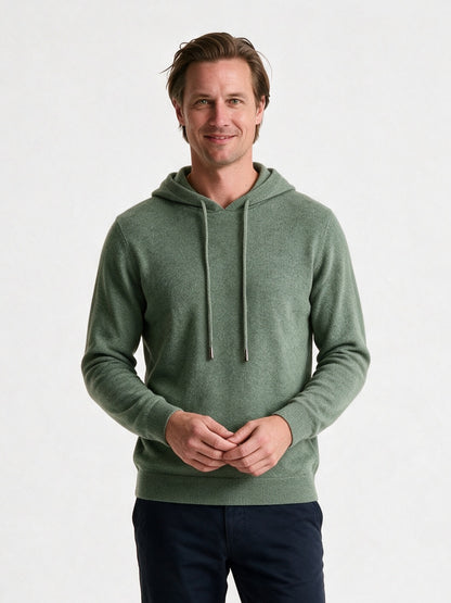 Ellis - Men's Fine Knit Pullover Hoodie - Sage