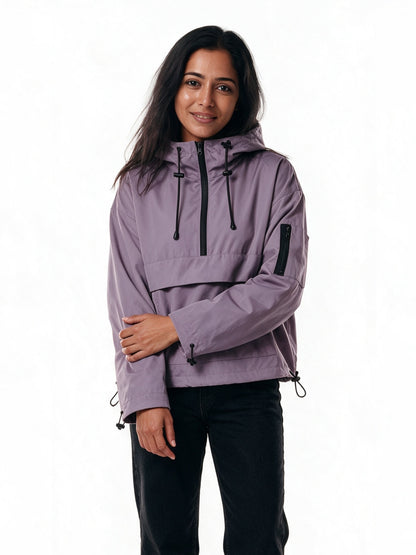 Elsa - Women's Oversized Half-Zip Hooded Anorak - view 1