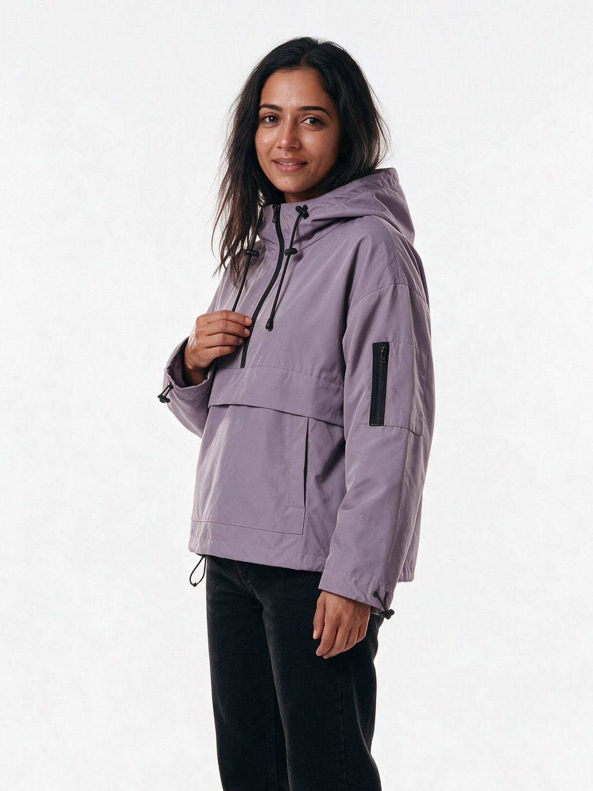 Elsa - Women's Oversized Half-Zip Hooded Anorak - view 2