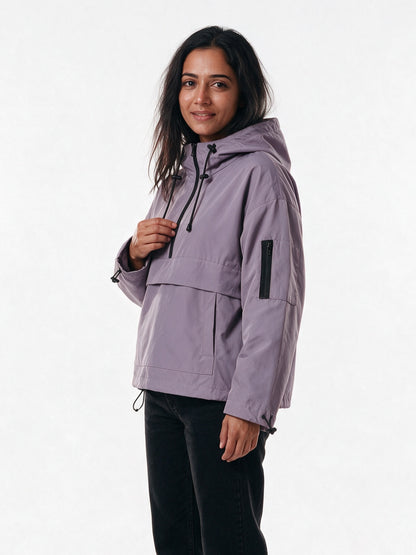 Elsa - Women's Oversized Half-Zip Hooded Anorak - view 2