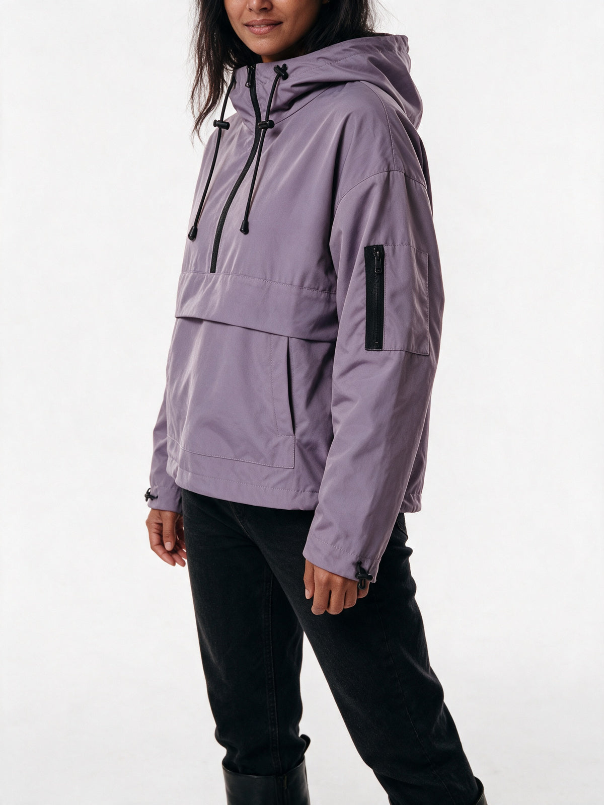 Elsa - Women's Oversized Half-Zip Hooded Anorak - view 3