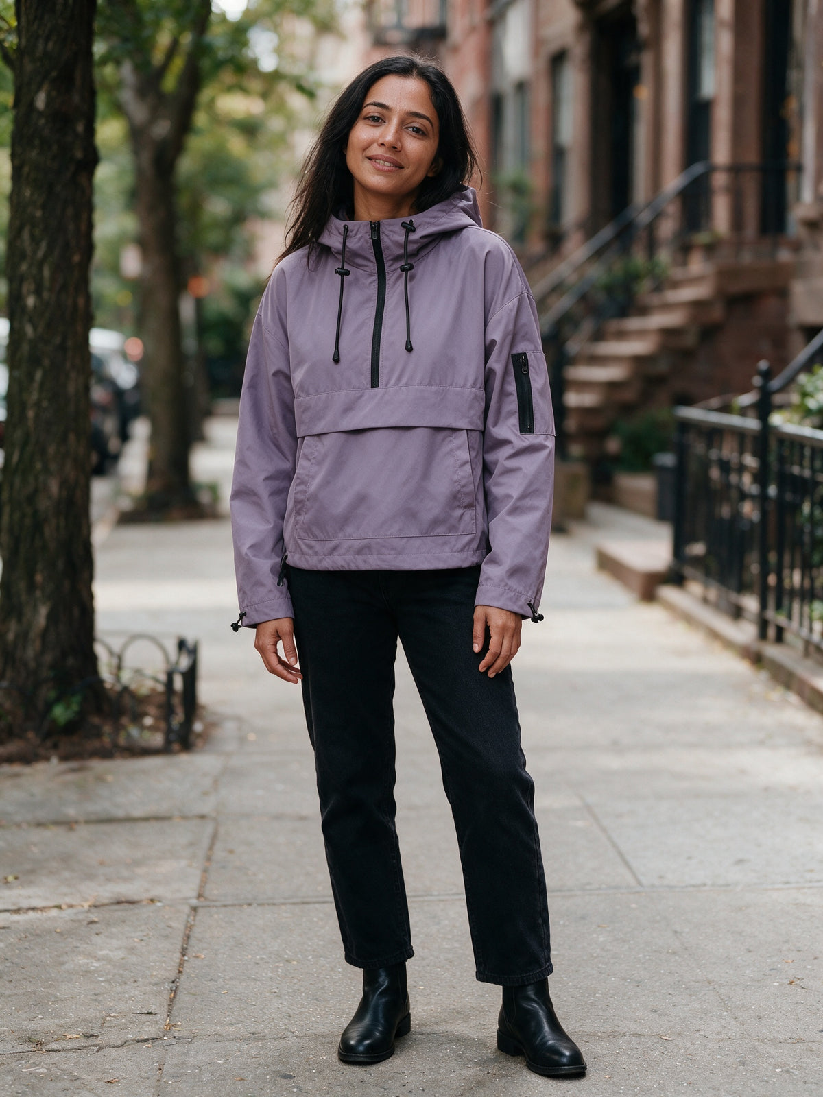 Elsa - Women's Oversized Half-Zip Hooded Anorak - view 4