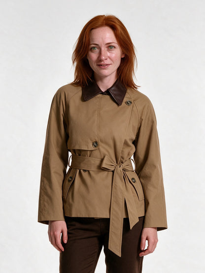 Elsie - Women's Double Breasted Belted Short Jacket - view 1