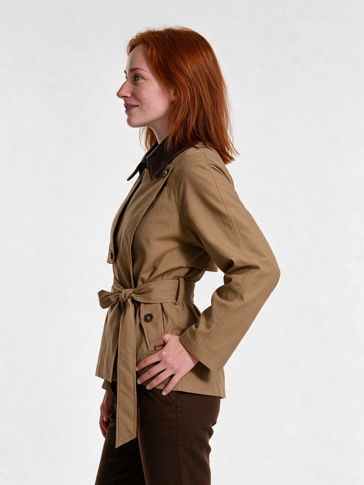 Elsie - Women's Double Breasted Belted Short Jacket - view 2