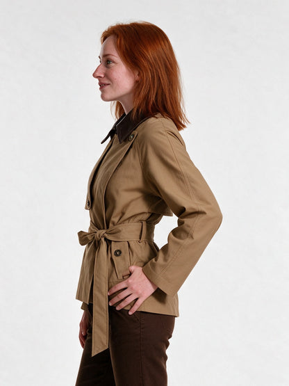 Elsie - Women's Double Breasted Belted Short Jacket - view 2