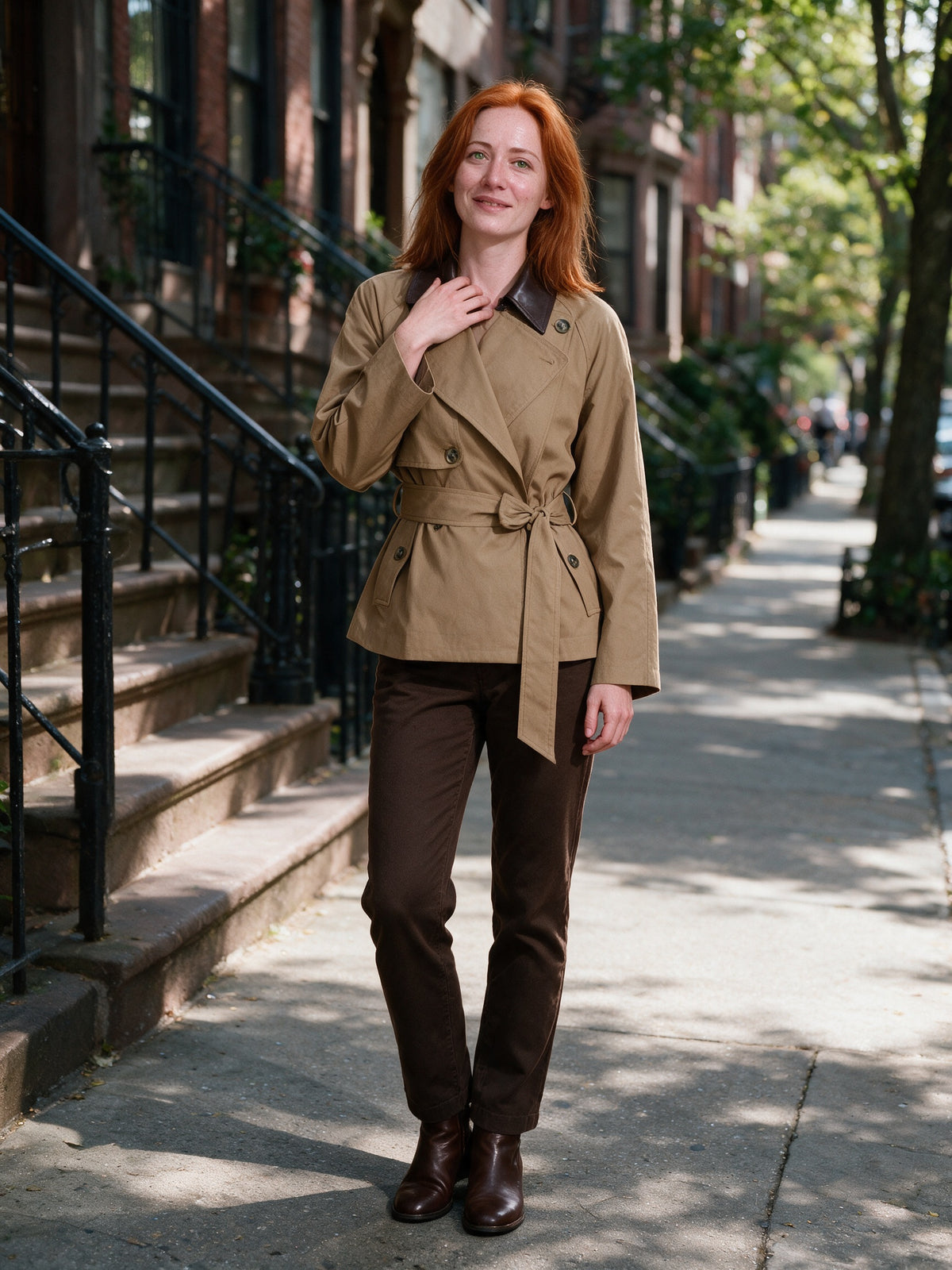 Elsie - Women's Double Breasted Belted Short Jacket - view 4