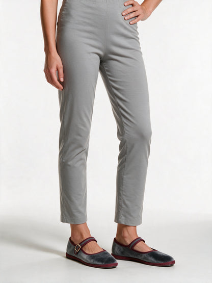 Emma - Women's Round Toe Buckle Strap Mary Jane Flats - Gray