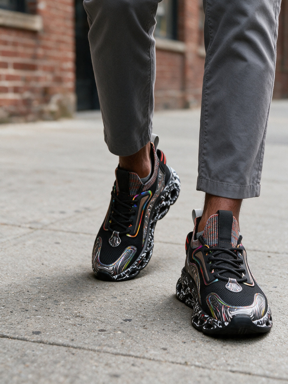 Enzo - Men's Marble Sole Chunky Street Sneakers - view 4