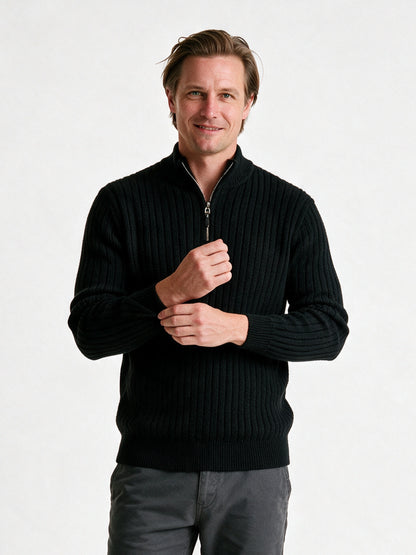Erik - Men's Wide Rib Quarter Zip Sweater - view 1